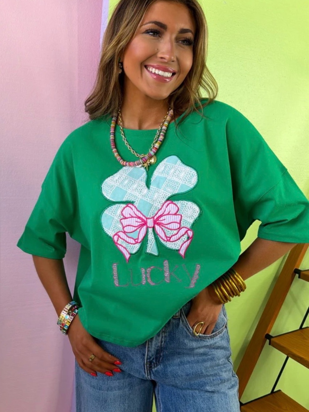 NWOT PEACH LOVE “LUCKY” TOP